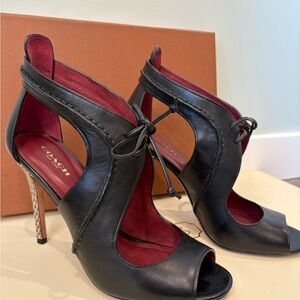 Coach Black and Red Open-Toe Heels